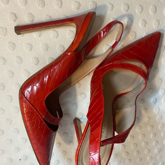KURT GEIGER Red Croc Embossed Sling Back Heel - Picture 7 of 16